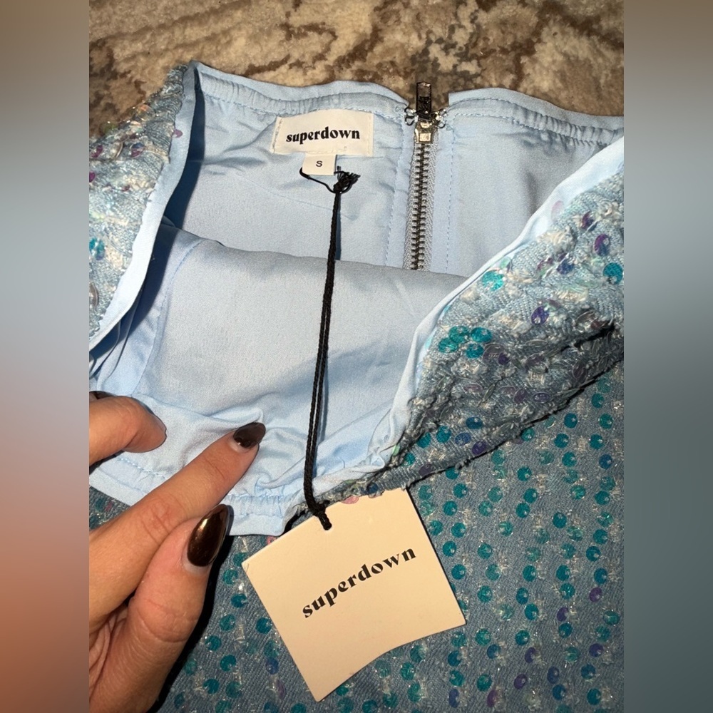 Superdown Shimmering Blue Sequin Dress - Picture 2 of 3